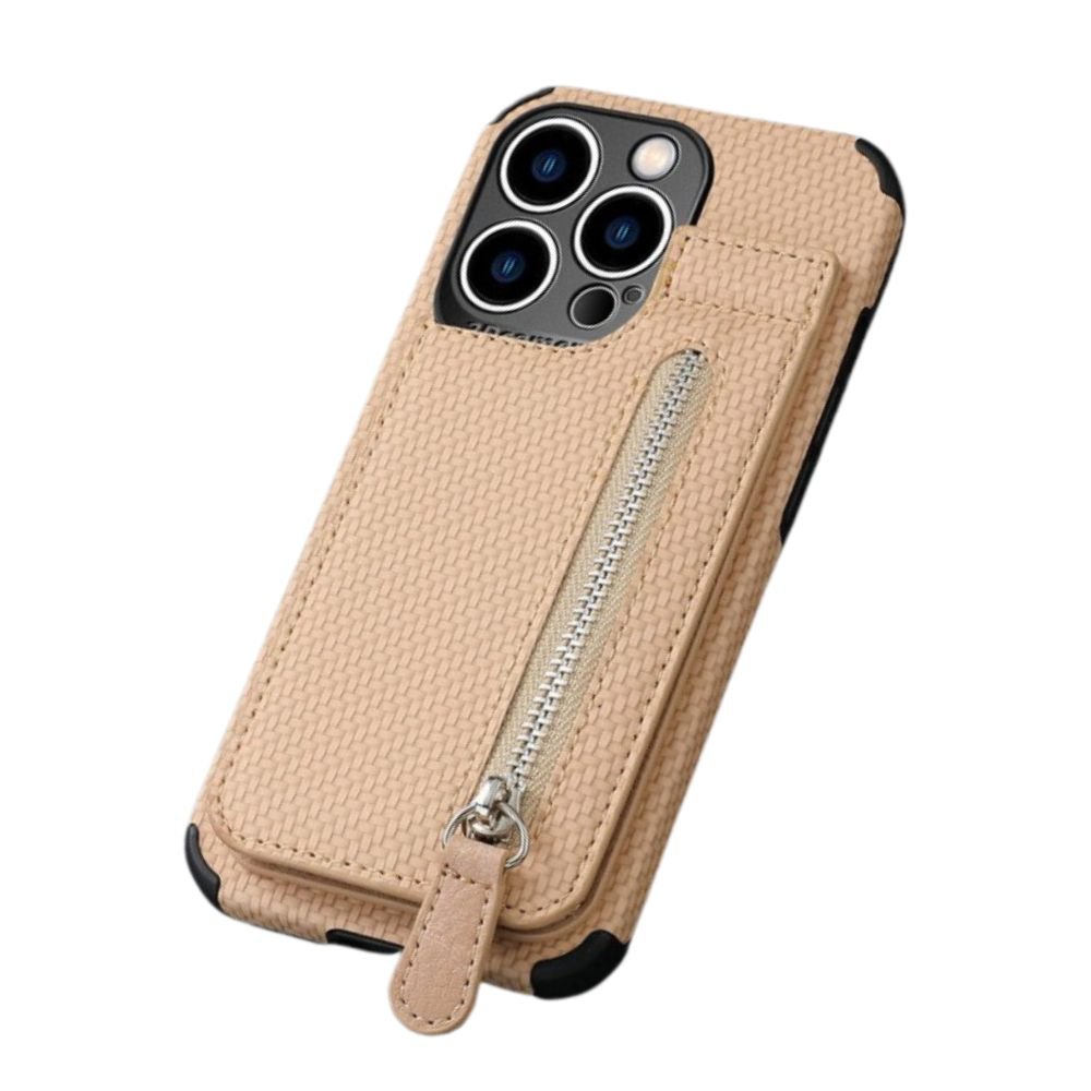 Decus Shockproof Slim Luxury Leather Wallet iPhone Case Khaki