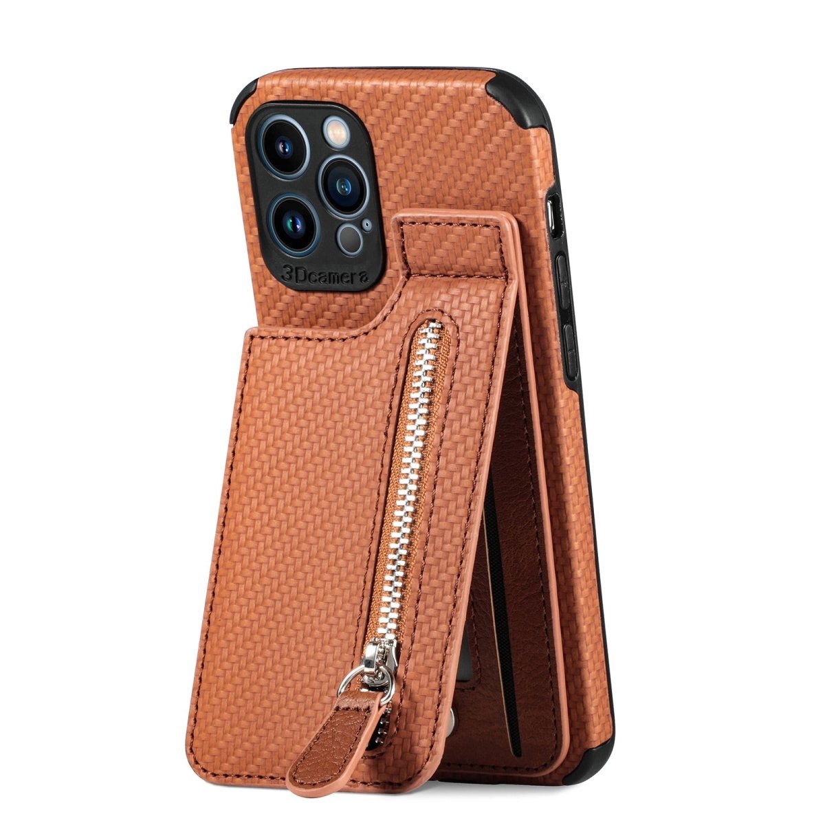 Decus Shockproof Slim Luxury Leather Wallet iPhone Case Brown