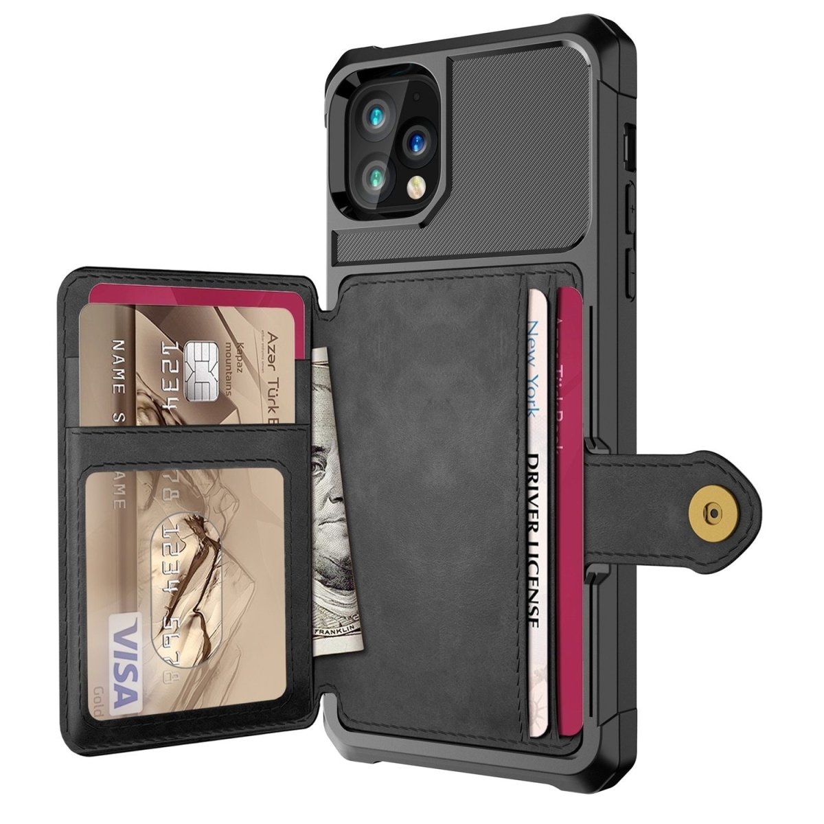 Echo Luxury Leather Wallet iPhone Case For 6, 7 & 8 Series Black