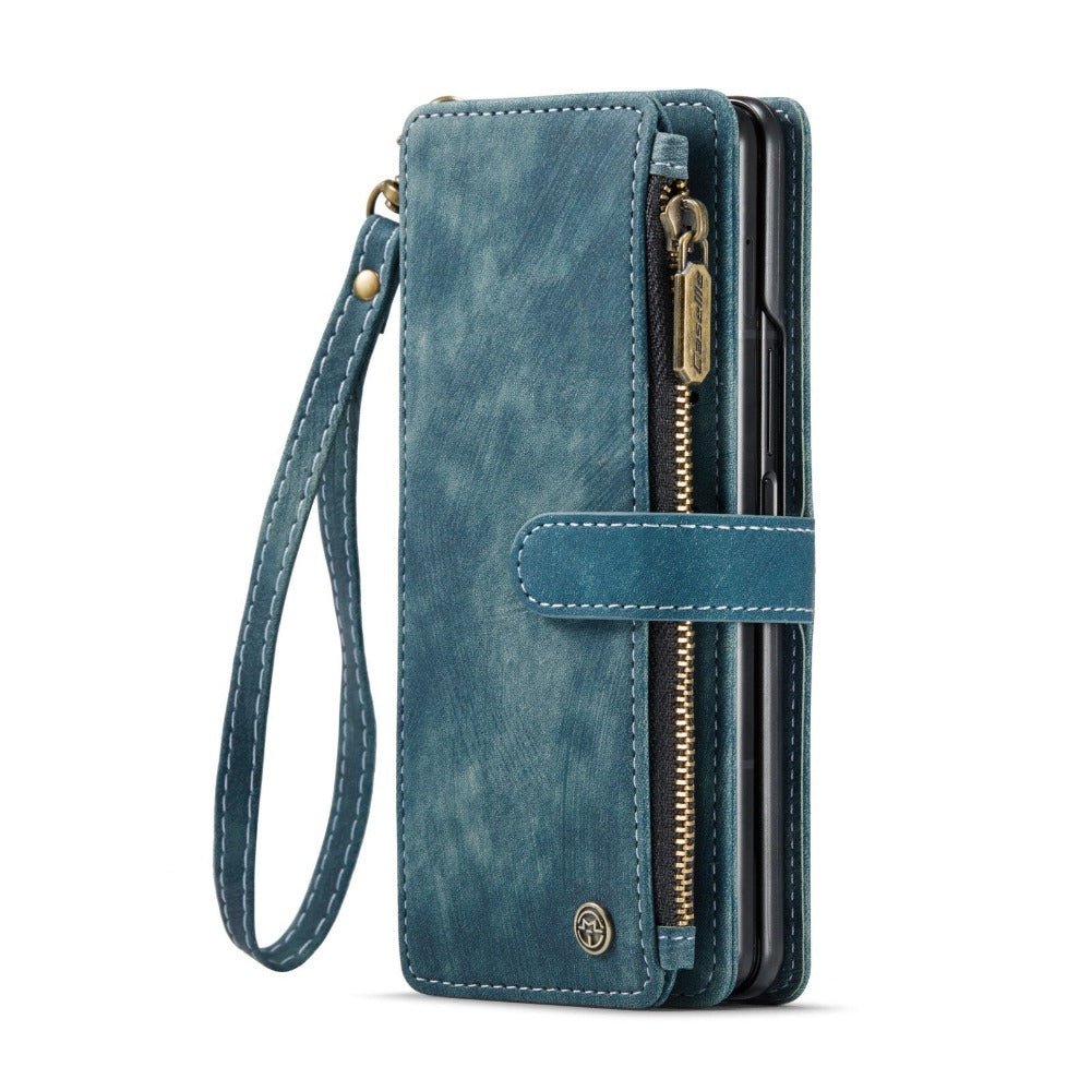 Eligo Leather Wallet Case for Galaxy Z Fold With Pen Slot Blue