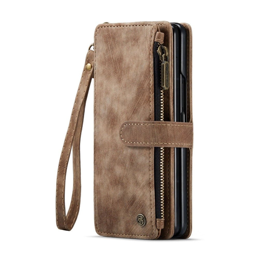 Eligo Leather Wallet Case for Galaxy Z Fold With Pen Slot Brown