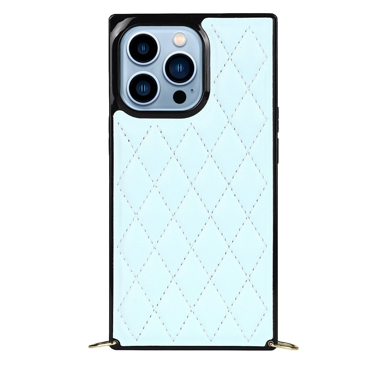Fere Luxury Leather iPhone Case with Crossbody Lanyard Blue