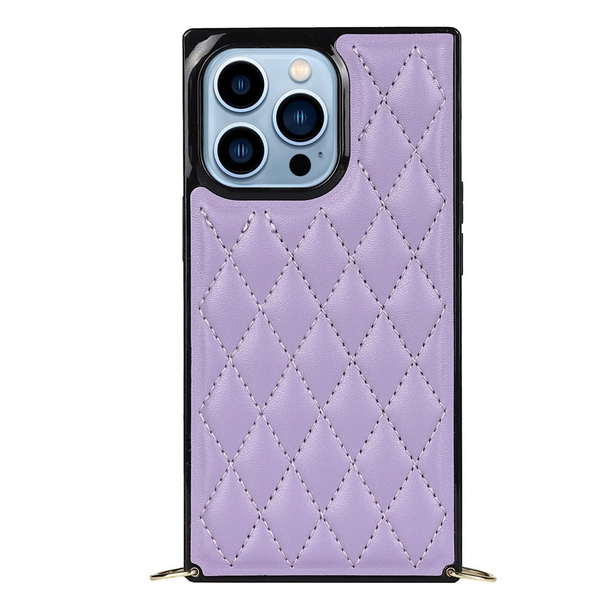 Fere Luxury Leather iPhone Case with Crossbody Lanyard Purple