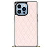 Fere Luxury Leather iPhone Case with Crossbody Lanyard Pink