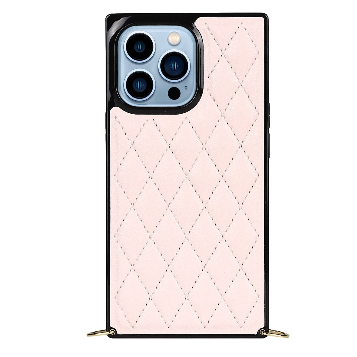 Fere Luxury Leather iPhone Case with Crossbody Lanyard Pink