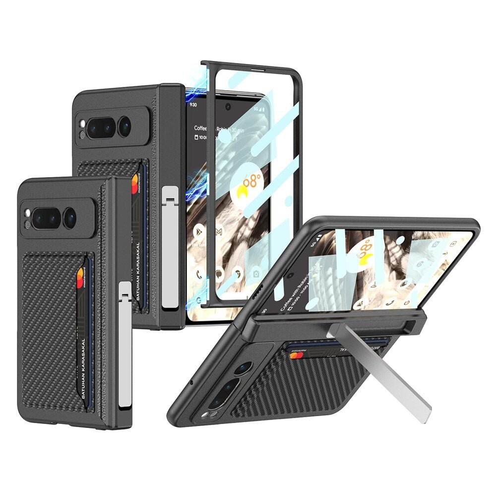 Ferre Full Protection Case With Card Holder For Google Pixel Fold Carbon Fiber Google Pixel Fold