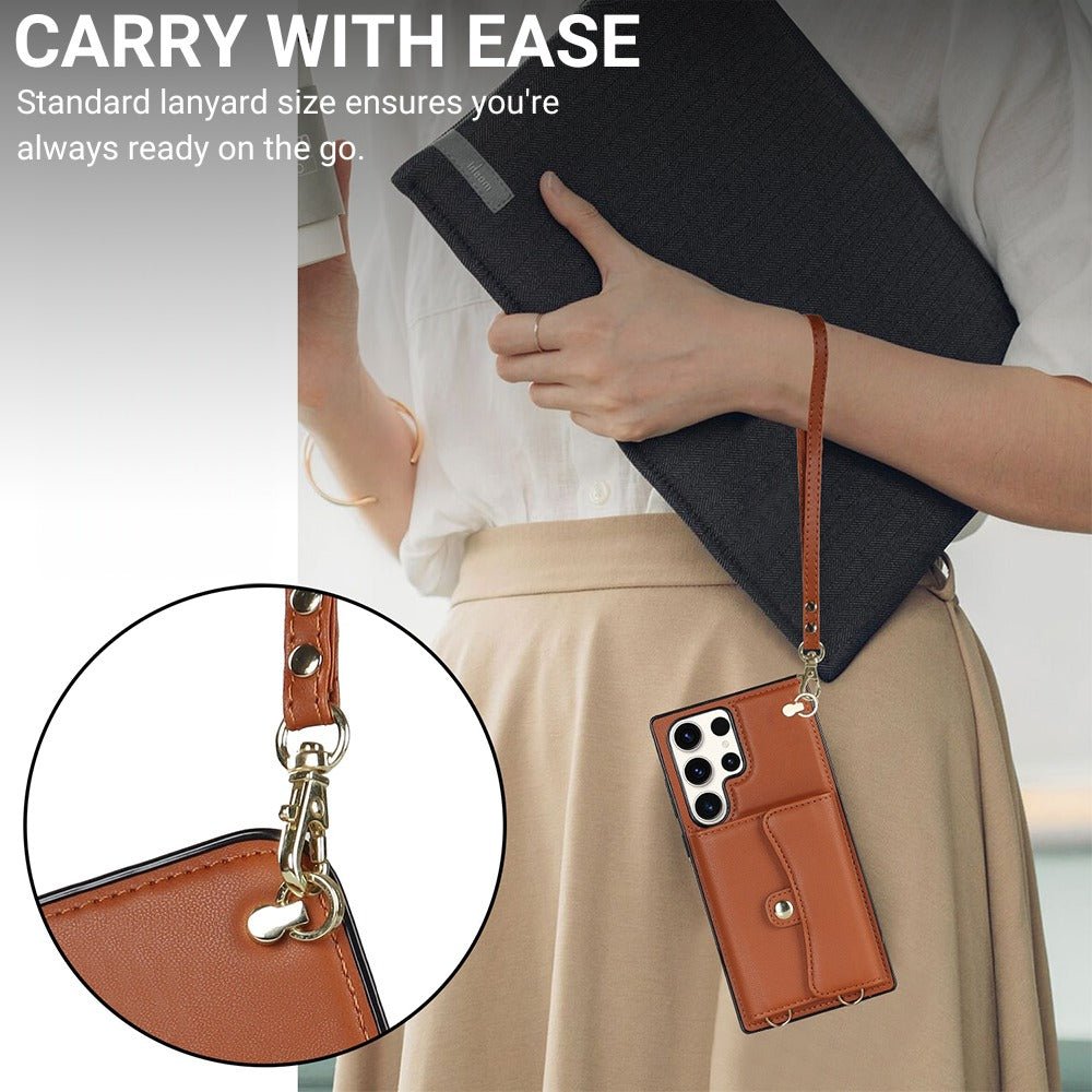 Impero Leather Wallet Galaxy Case With Lanyard