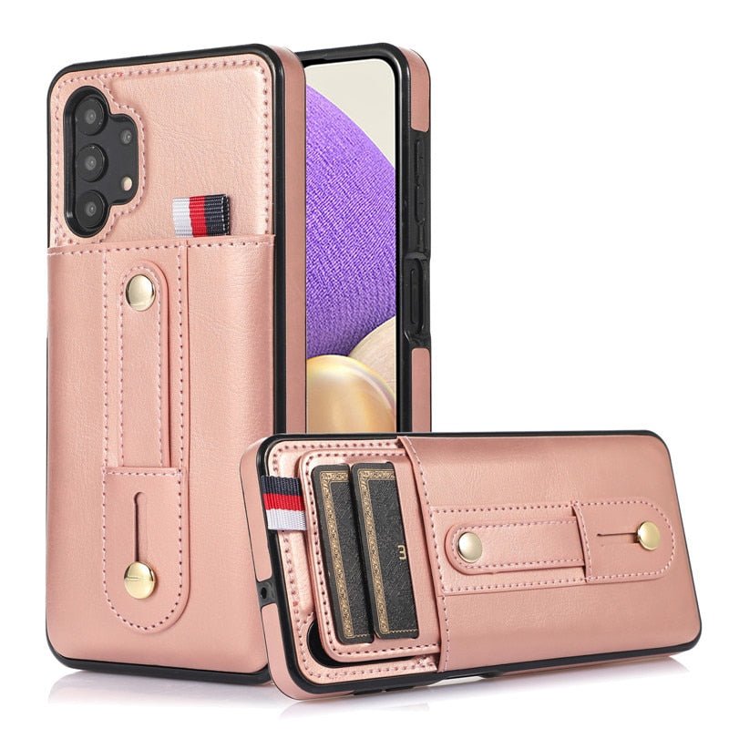 Luceo Retro Leather Galaxy A Series Case with Card Slot Rose Gold