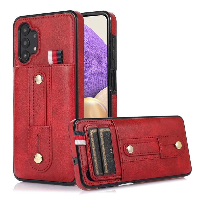 Luceo Retro Leather Galaxy A Series Case with Card Slot Red