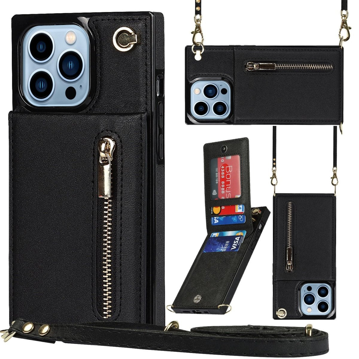 Nitida Crossbody Leather Case With Stand For iPhone 15 Series