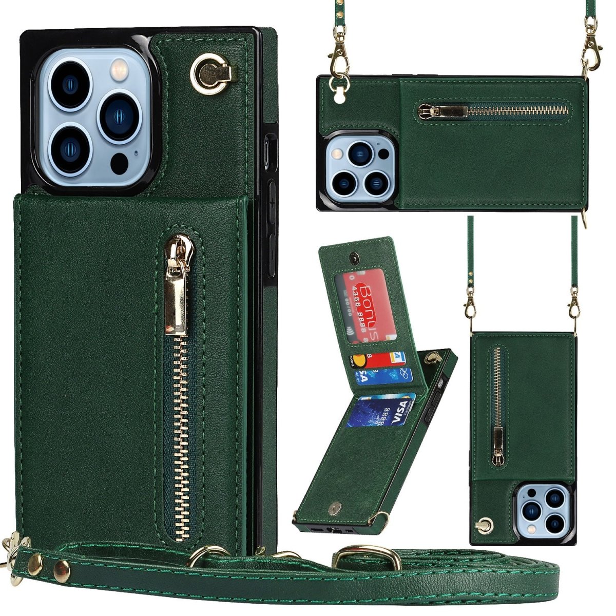 Nitida Crossbody Leather Case With Stand For iPhone 15 Series