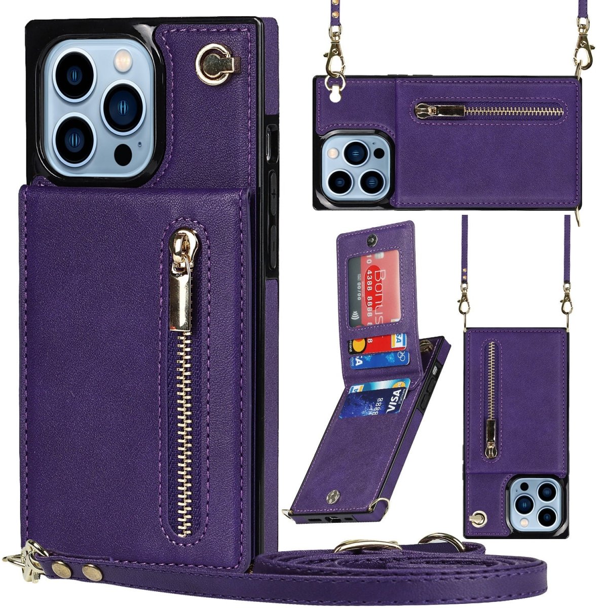 Nitida Crossbody Leather Case With Stand For iPhone 15 Series