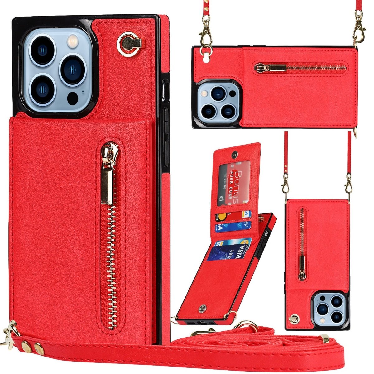 Nitida Crossbody Leather Case With Stand For iPhone 15 Series