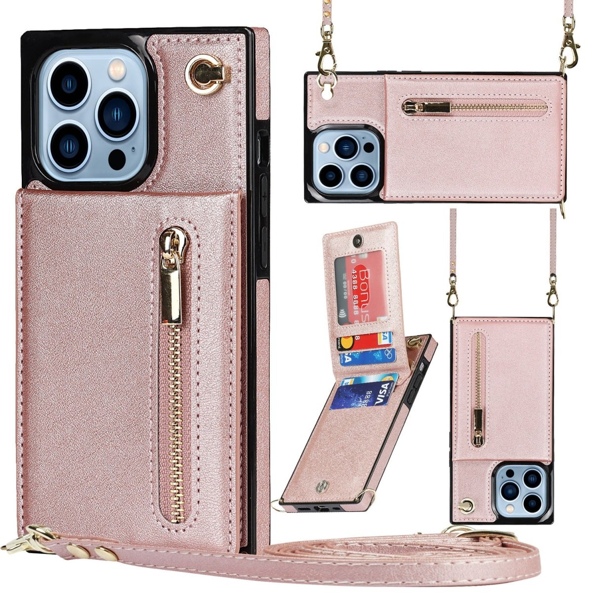 Nitida Crossbody Leather Case With Stand For iPhone 15 Series