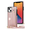 Nox Slim Leather Shockproof Case for iPhone 15 Series With Wrist Strap Rose Gold