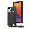Nox Slim Leather Shockproof Case for iPhone 15 Series With Wrist Strap Black