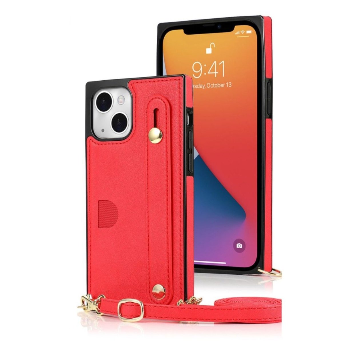 Nox Slim Leather Shockproof Case for iPhone 15 Series With Wrist Strap Red