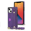 Nox Slim Leather Shockproof Case for iPhone 15 Series With Wrist Strap Purple