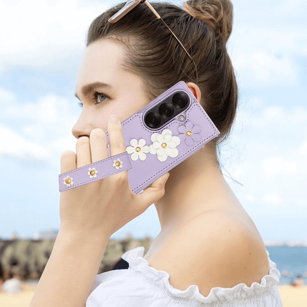 Privo Floral Design Detachable Wallet Case For Galaxy Z Fold