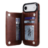 Vistor Leather Flip Wallet Case For iPhone 17 Series Brown iPhone Air