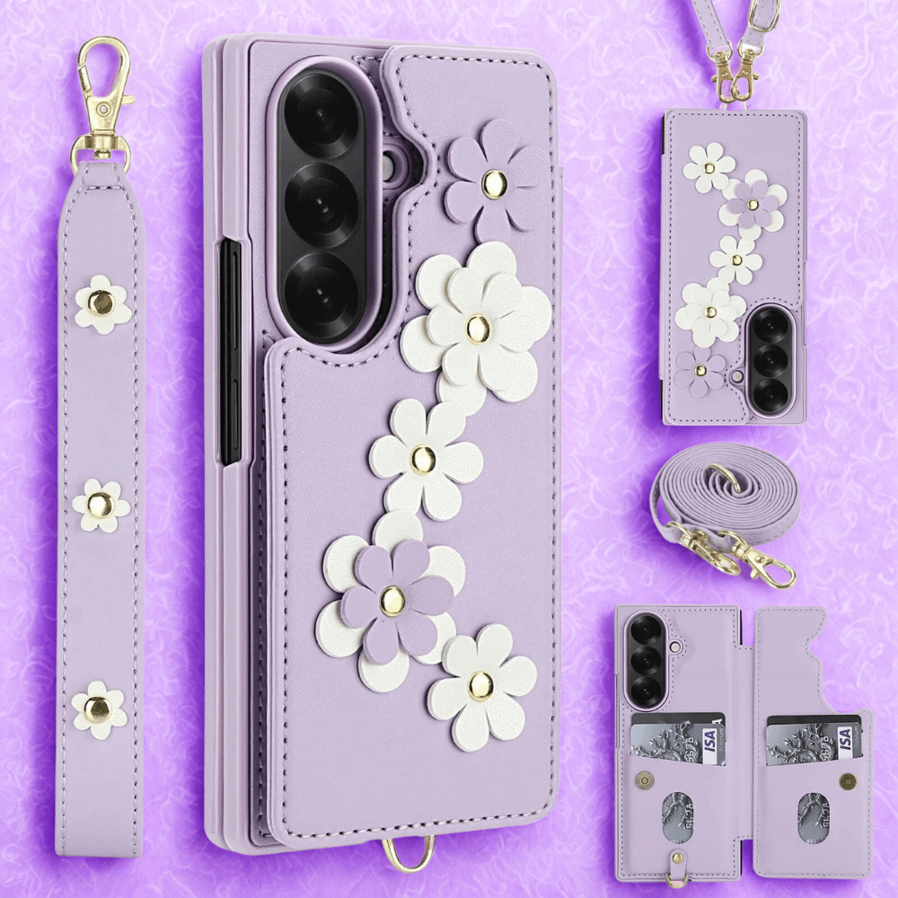 Privo Floral Design Detachable Wallet Case For Galaxy Z Fold