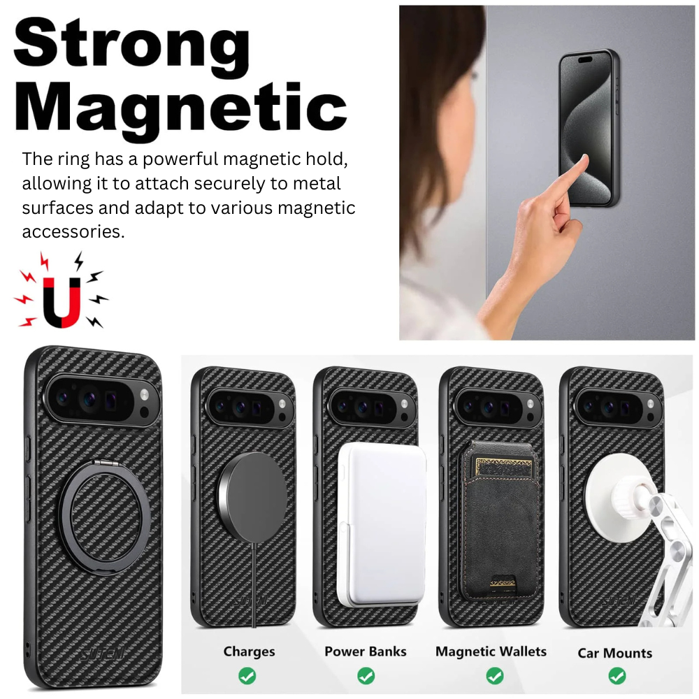 Fugio Carbon Fiber Shockproof Case With Kickstand For Google Pixel