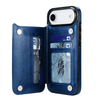 Vistor Leather Flip Wallet Case For iPhone 17 Series Blue iPhone Air
