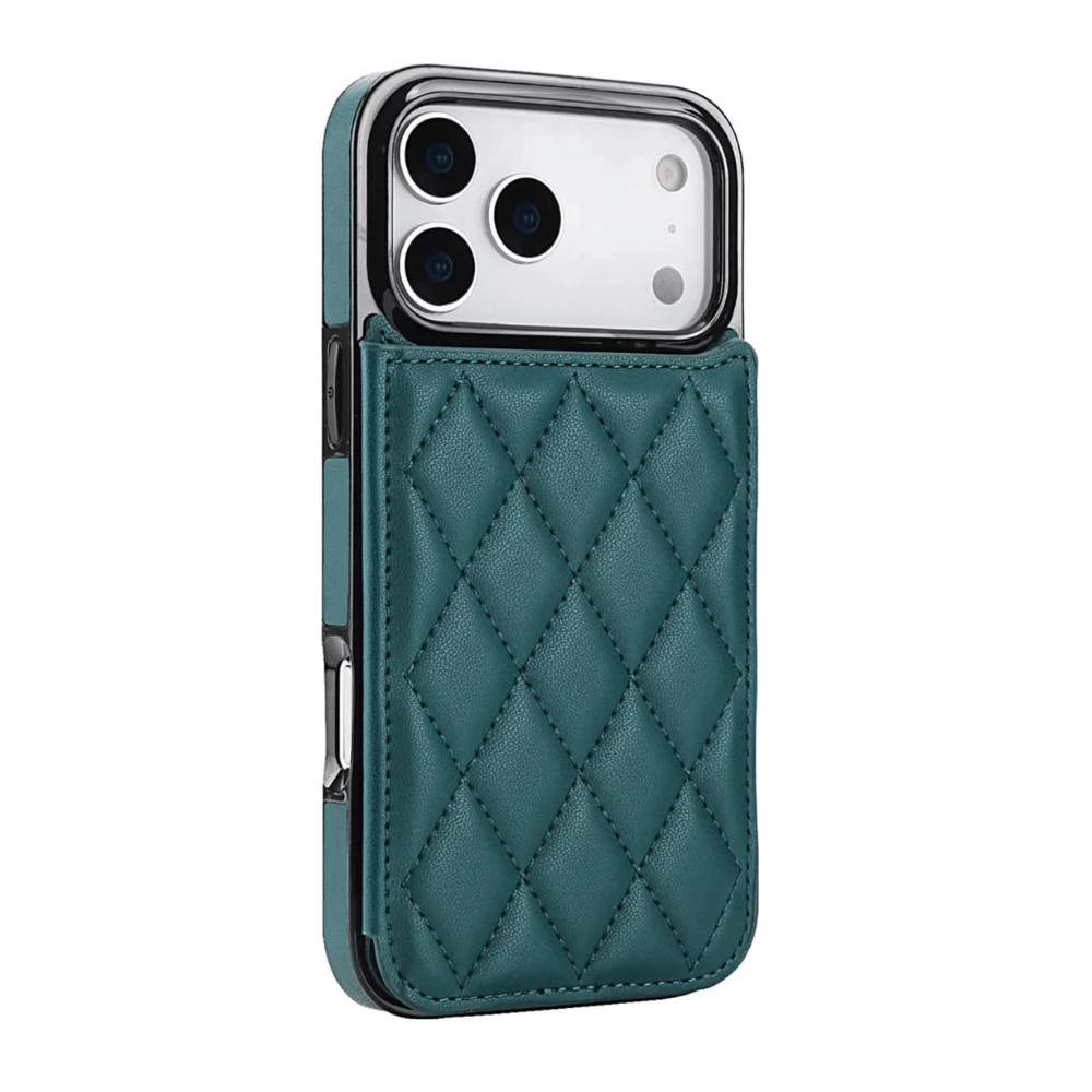 Tempero Leather Flip Wallet Case for iPhone Series 15-17 Dark Green