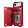 Vistor Leather Flip Wallet Case For iPhone 17 Series Red iPhone Air