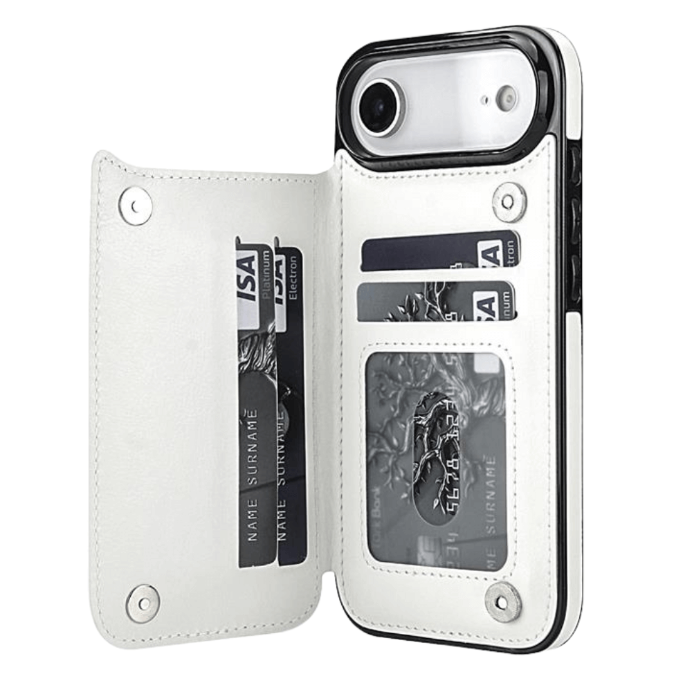 Vistor Leather Flip Wallet Case For iPhone 17 Series White iPhone Air