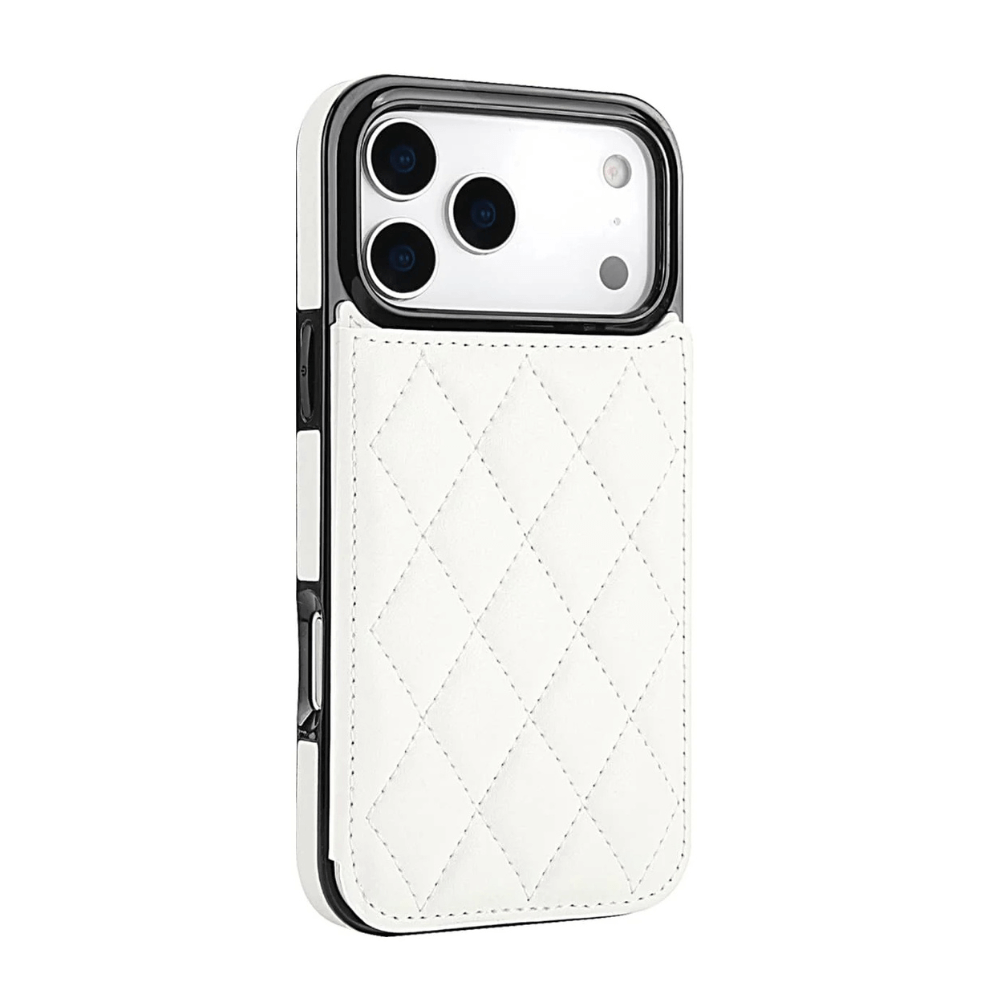 Tempero Leather Flip Wallet Case for iPhone Series 15-17 White