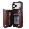 Vistor Leather Flip Wallet Case For iPhone 17 Series Brown
