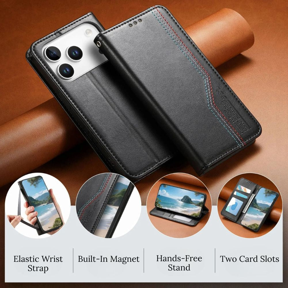 Civis Leather Wallet Flip iPhone Case