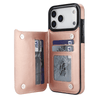 Vistor Leather Flip Wallet Case For iPhone 17 Series Rose Gold