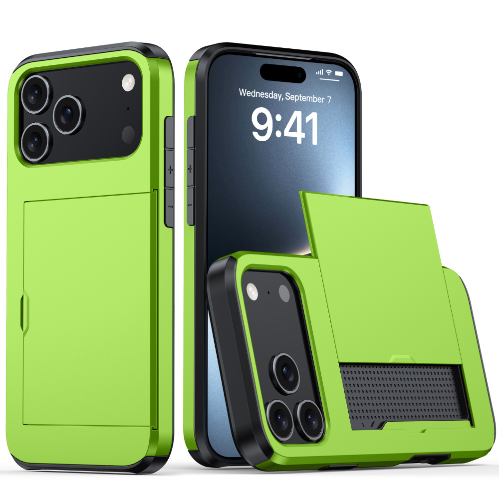 Depereo Military Grade Slide Wallet Case For iPhone With Card Slot Lime