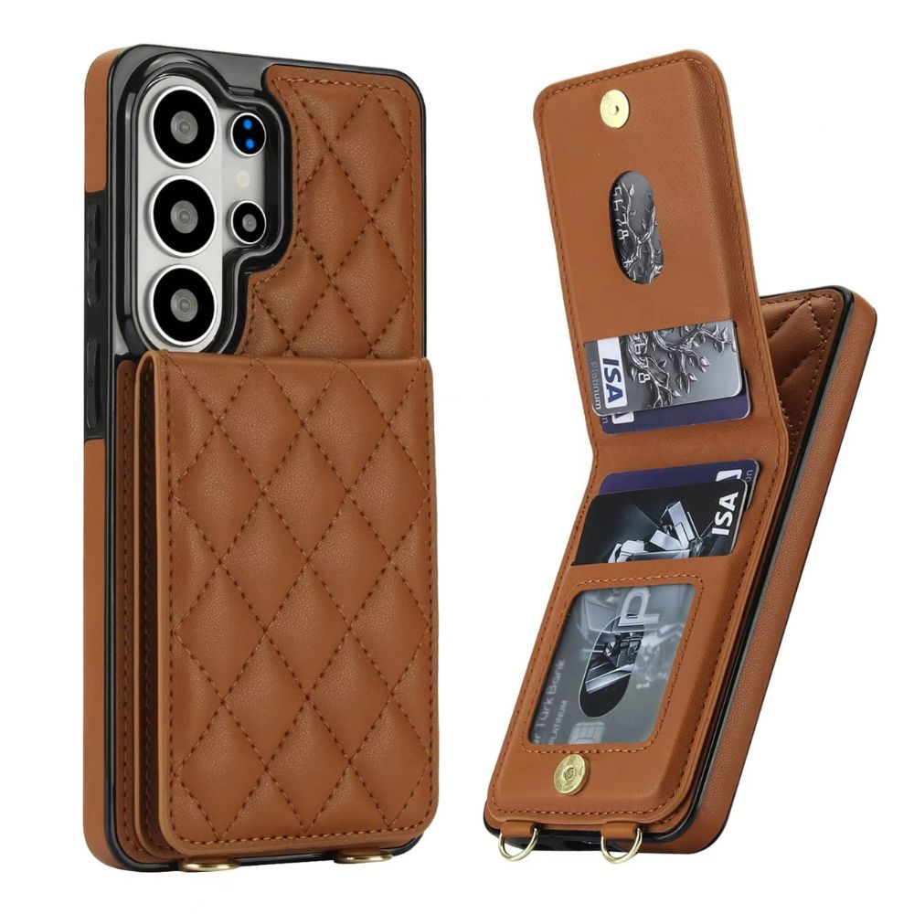Claudo Leather Wallet Case for Galaxy S Series With Card Holder Brown