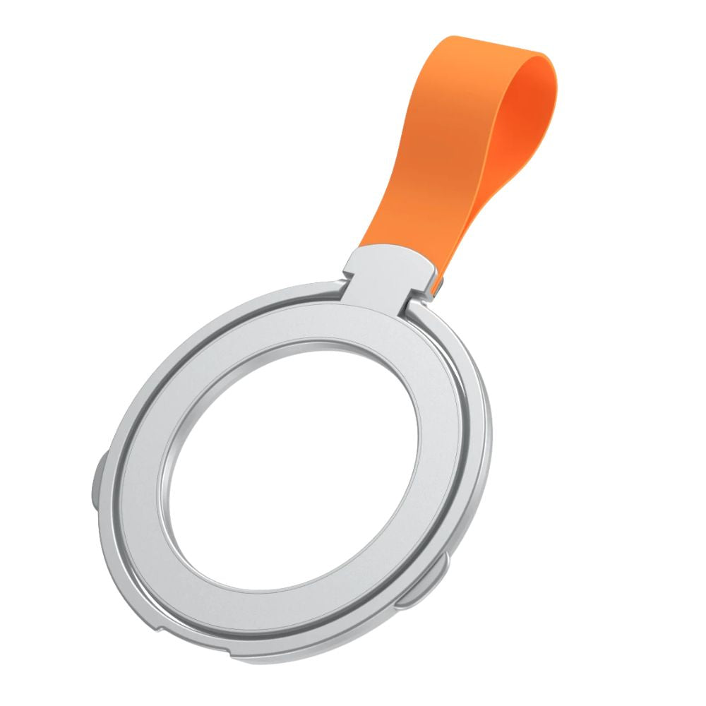 Fodio Magnetic Phone Grip & Kickstand With Silicone Strap Silver Orange