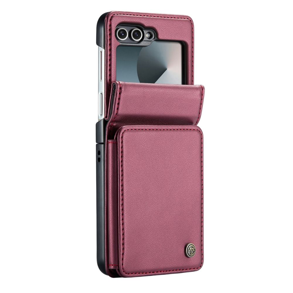Pollen RFID Blocking Wallet Leather Case For Galaxy Z Flip Red