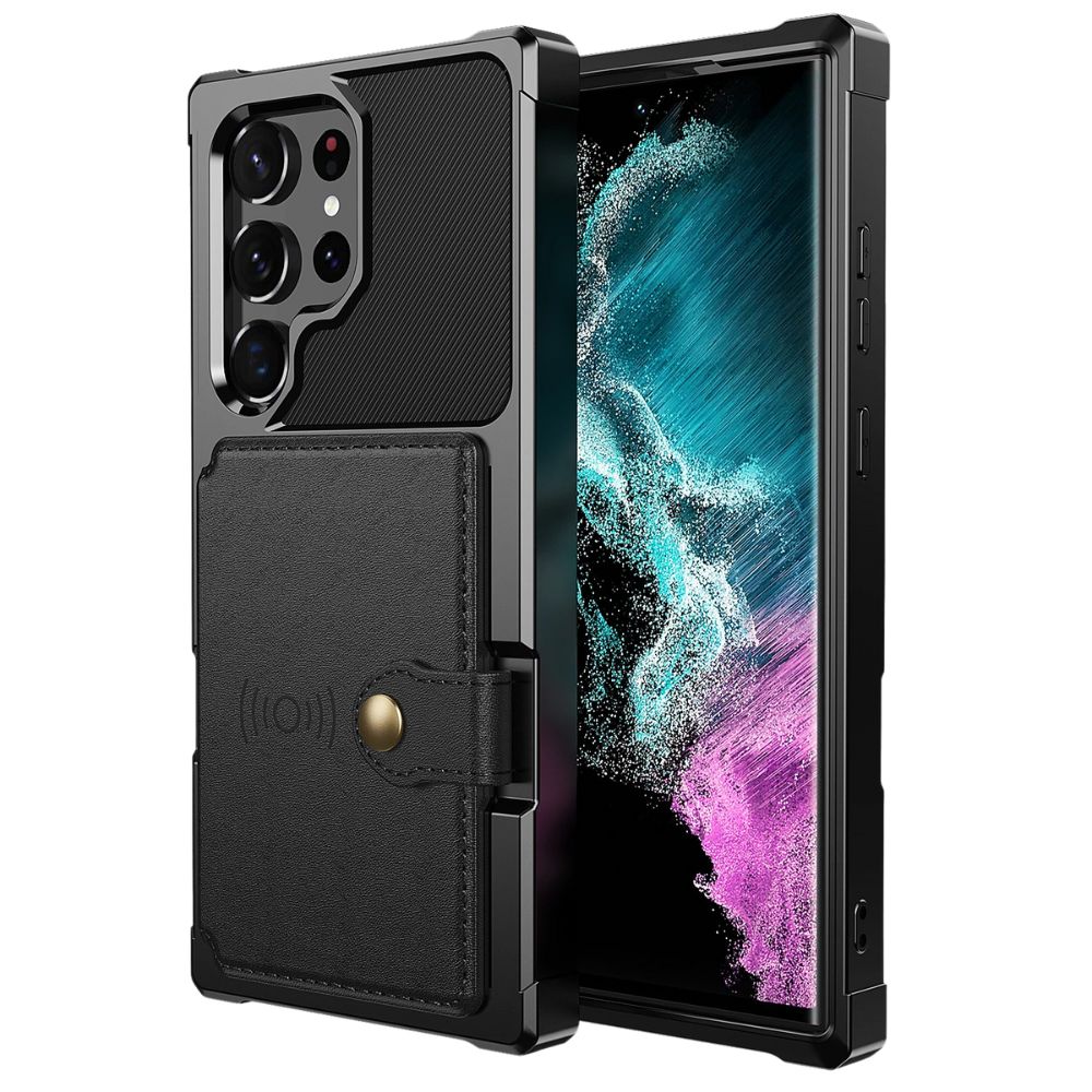 Echo Luxury Leather Wallet Case For Galaxy S Series Black