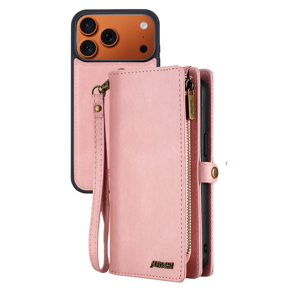 Fortune Leather Purse Case For iPhone 15-17 Series Pink