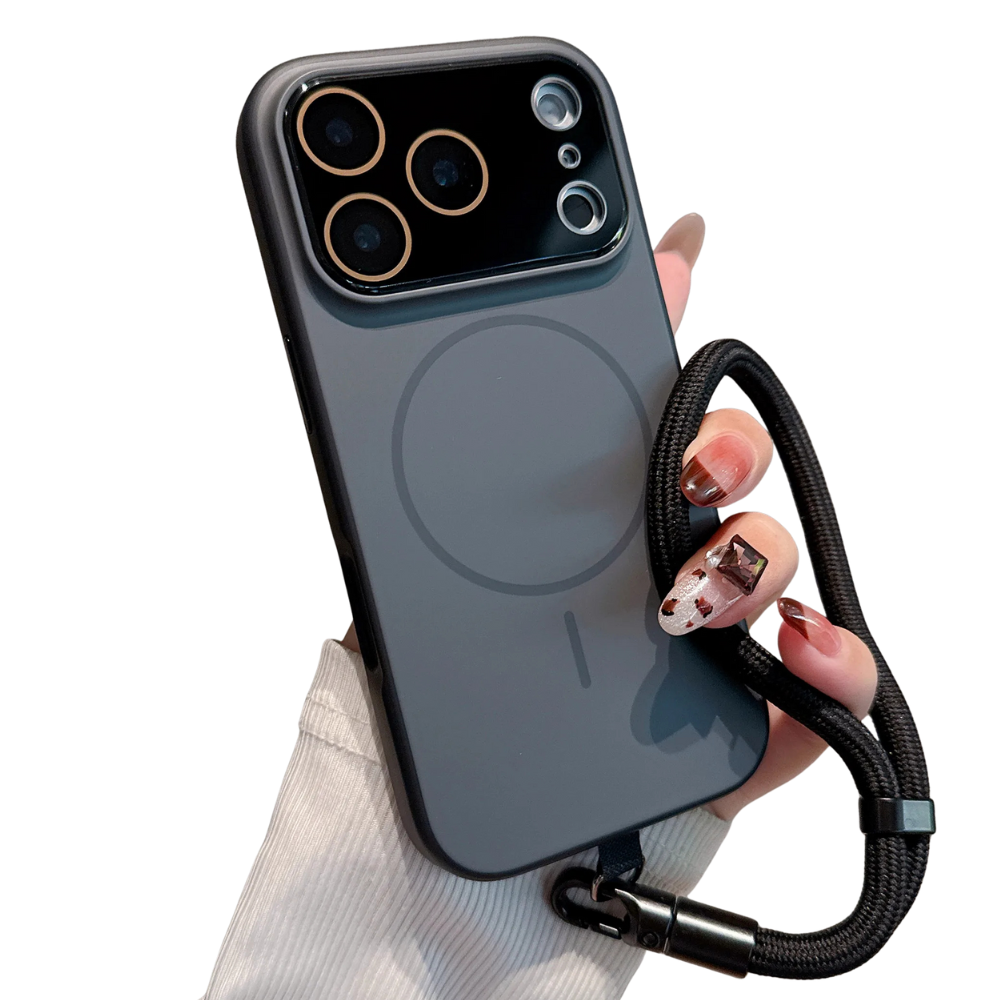 Nexus Magnetic Charging Shockproof iPhone Case With Hand Strap Black