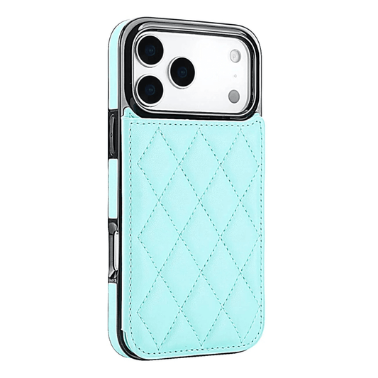 Tempero Leather Flip Wallet Case for iPhone Series 15-17 Aqua Blue