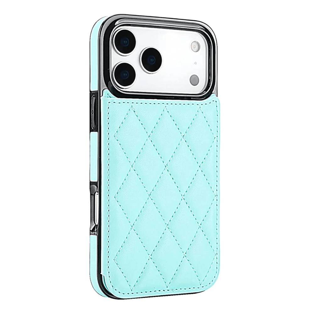 Tempero Leather Flip Wallet Case for iPhone Series 15-17 Aqua Blue