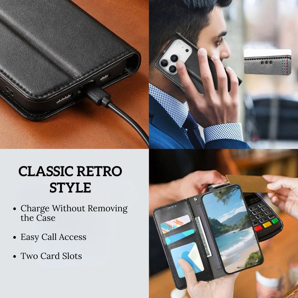 Civis Leather Wallet Flip iPhone Case