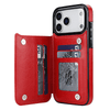 Vistor Leather Flip Wallet Case For iPhone 17 Series Red