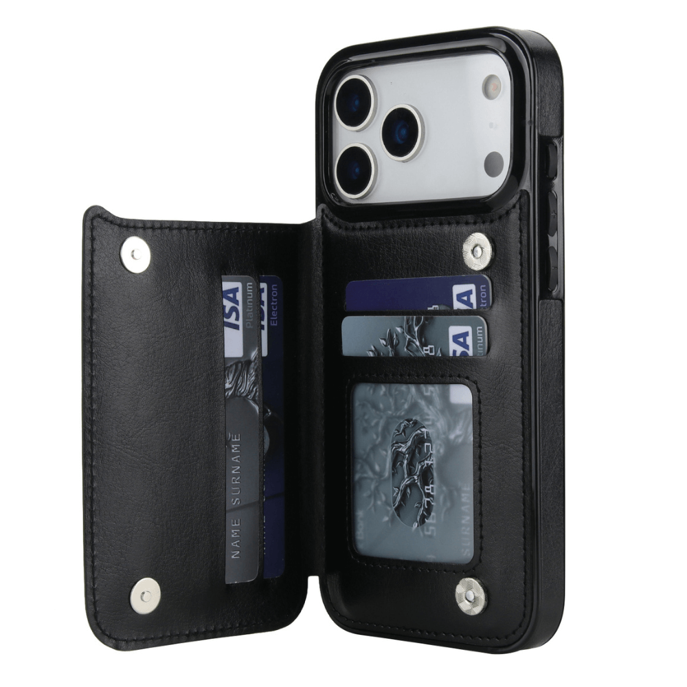 Vistor Leather Flip Wallet Case For iPhone 17 Series Black