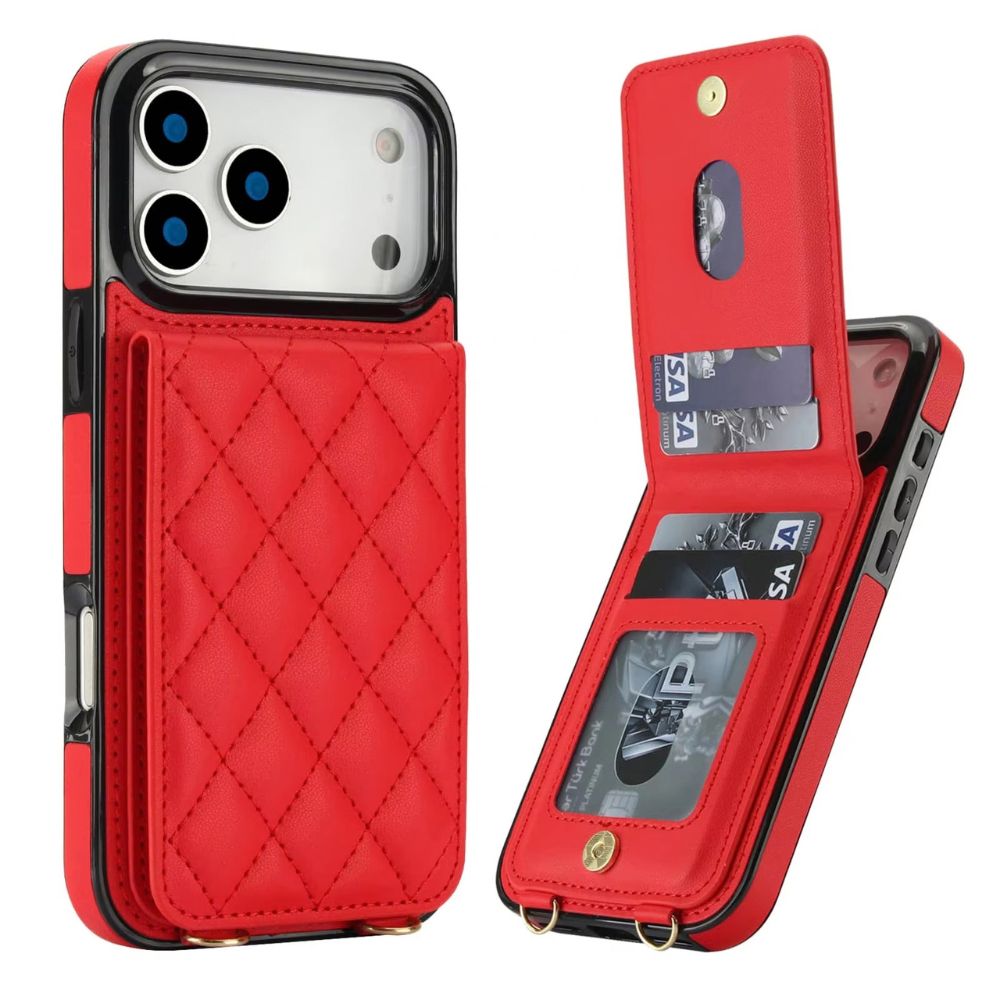 Devoco Leather Wallet iPhone Case With Card Holder Red