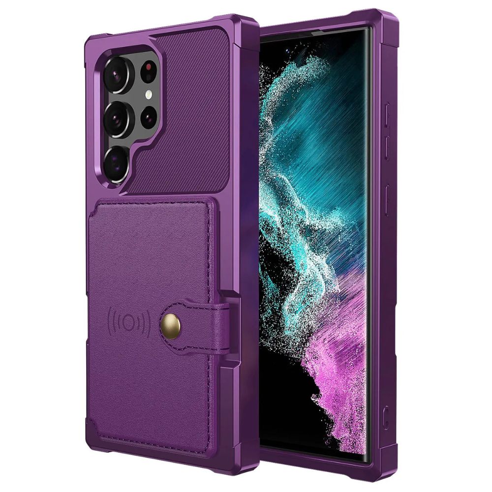 Echo Luxury Leather Wallet Case For Galaxy A Series Purple