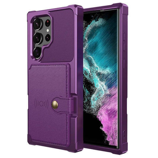 Echo Luxury Leather Wallet Case For Galaxy A Series Purple