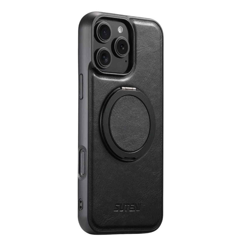 Capio Leather iPhone Case With Built-in Kickstand Black